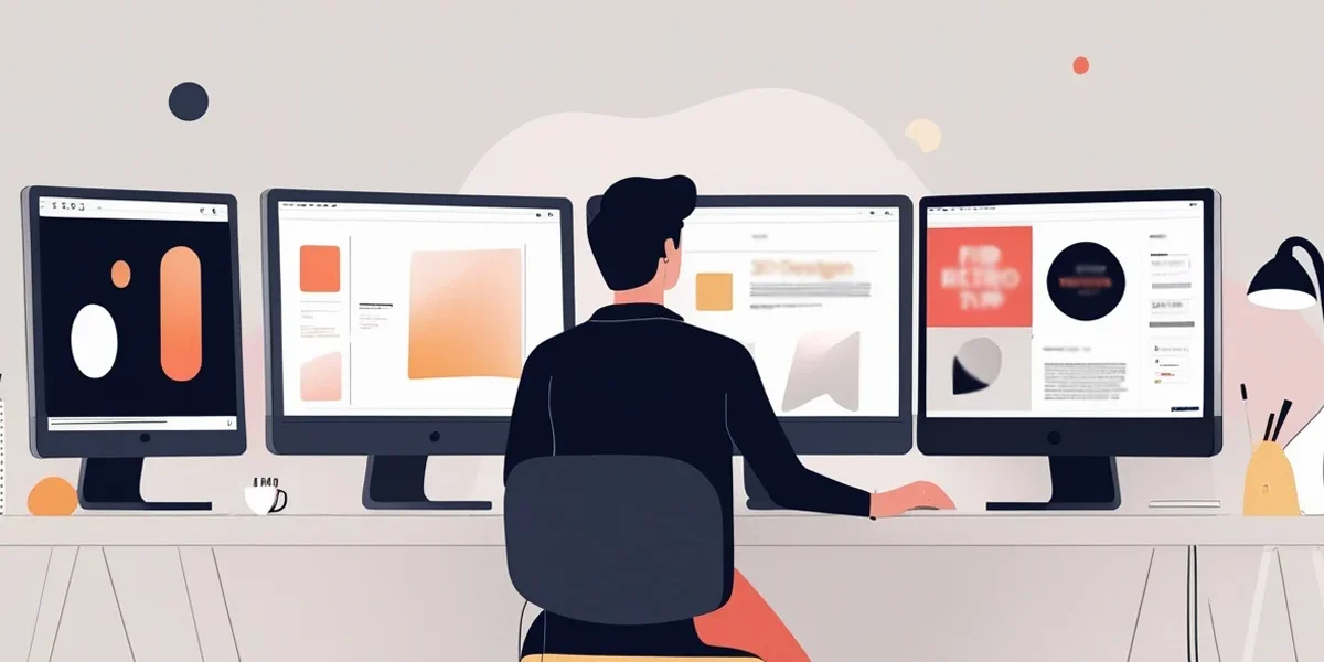 designer-estrategico-solucionador-de-problemas-negocios-e-ux Designer estratégico analisando dados e gráficos de negócios (KPIs) e elementos de UX em um monitor, demonstrando a abordagem de solução de problemas e não apenas estética.