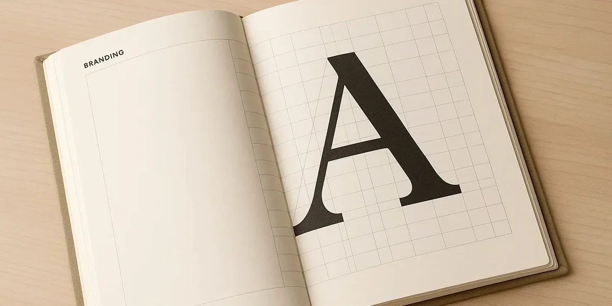 Composição visual mostrando a aplicação de diferentes estilos de tipografia em um contexto de branding, ilustrando como a escolha das fontes afeta a identidade visual de uma marca.