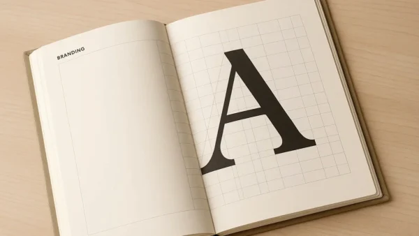 Composição visual mostrando a aplicação de diferentes estilos de tipografia em um contexto de branding, ilustrando como a escolha das fontes afeta a identidade visual de uma marca.