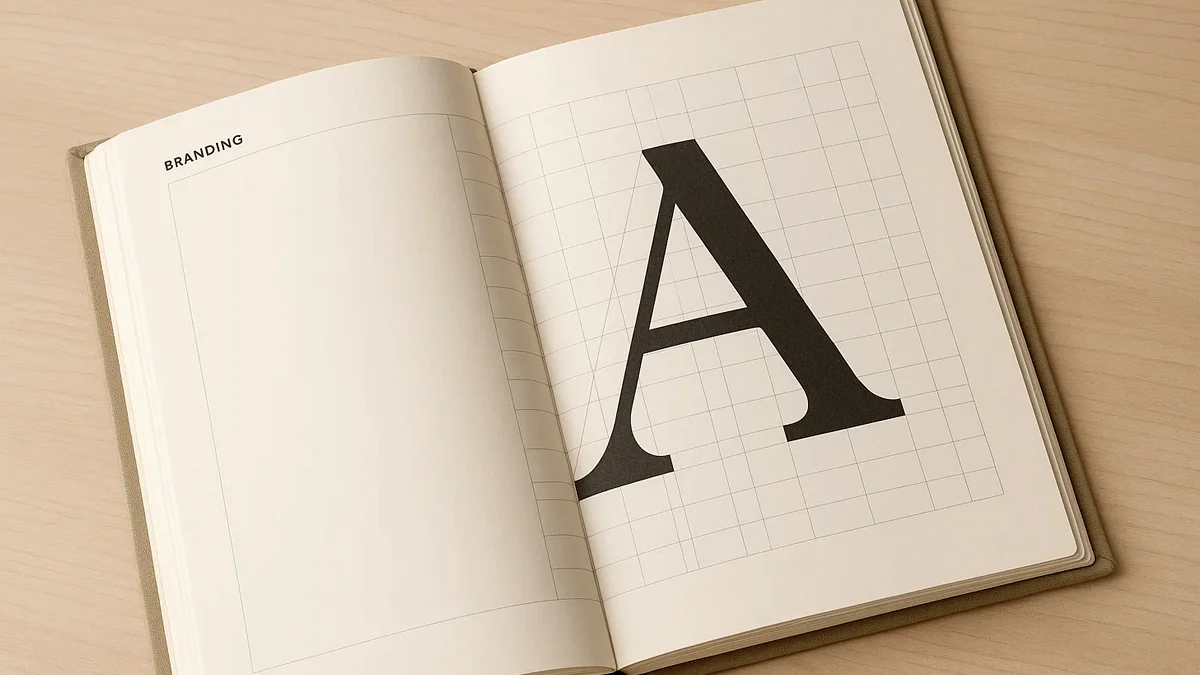 Composição visual mostrando a aplicação de diferentes estilos de tipografia em um contexto de branding, ilustrando como a escolha das fontes afeta a identidade visual de uma marca.