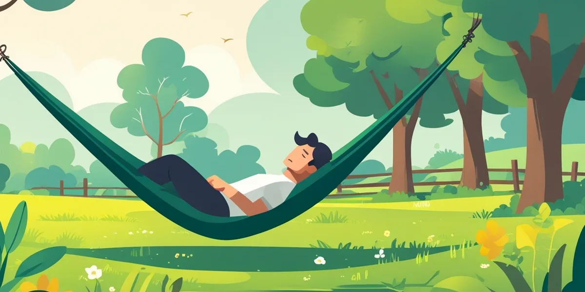 Profissional de design e marketing digital descansando em uma paisagem tranquila, simbolizando a importância das férias para a criatividade e a incubação de ideias.