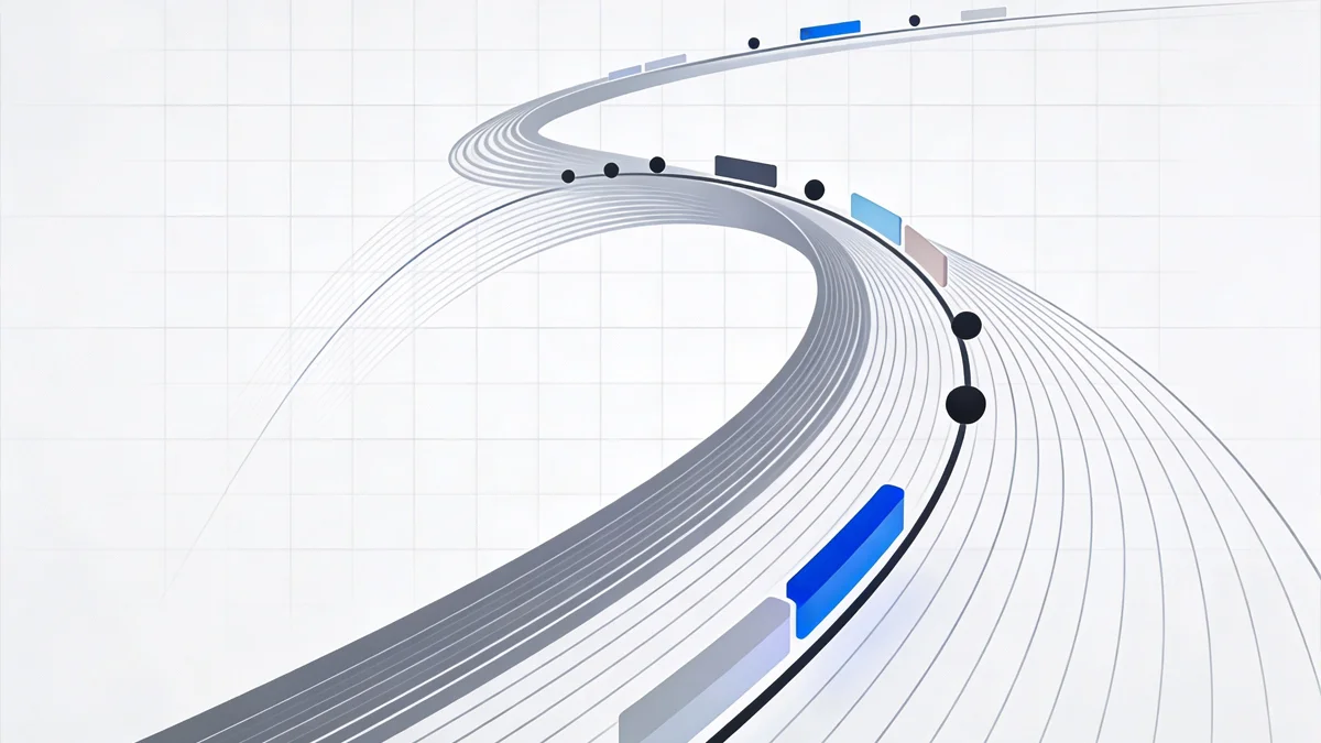 Gráfico abstrato demonstrando curvas de velocidade (easing) aplicadas a elementos de interface, comparando movimento linear com movimento orgânico.