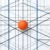 Ilustração geométrica abstrata mostrando linhas finas de um grid com uma esfera laranja destacando o equilíbrio óptico.